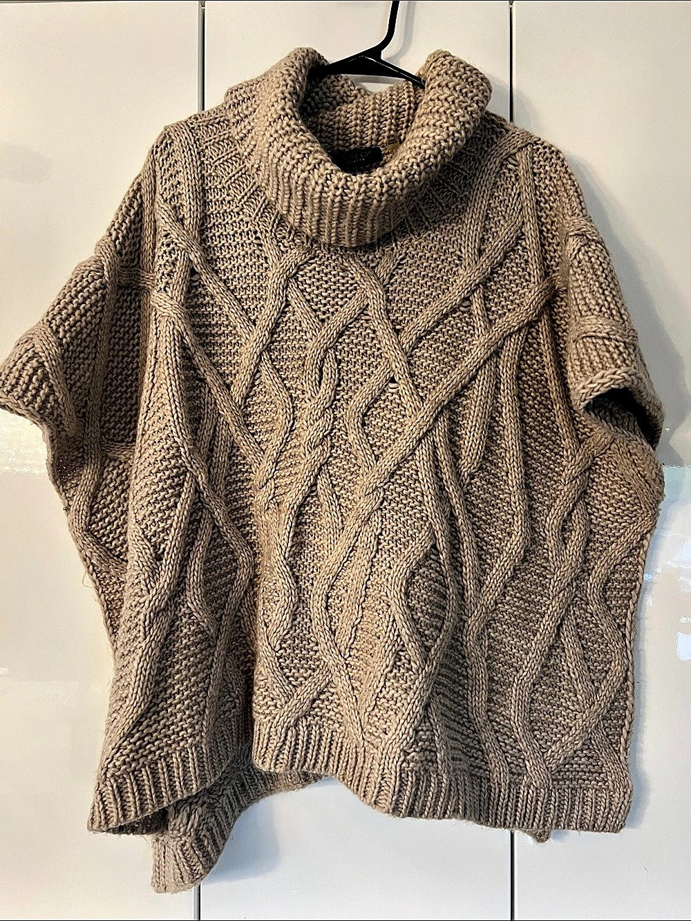Fylo London Cable Knit Cowl Neck Sweater in Brown